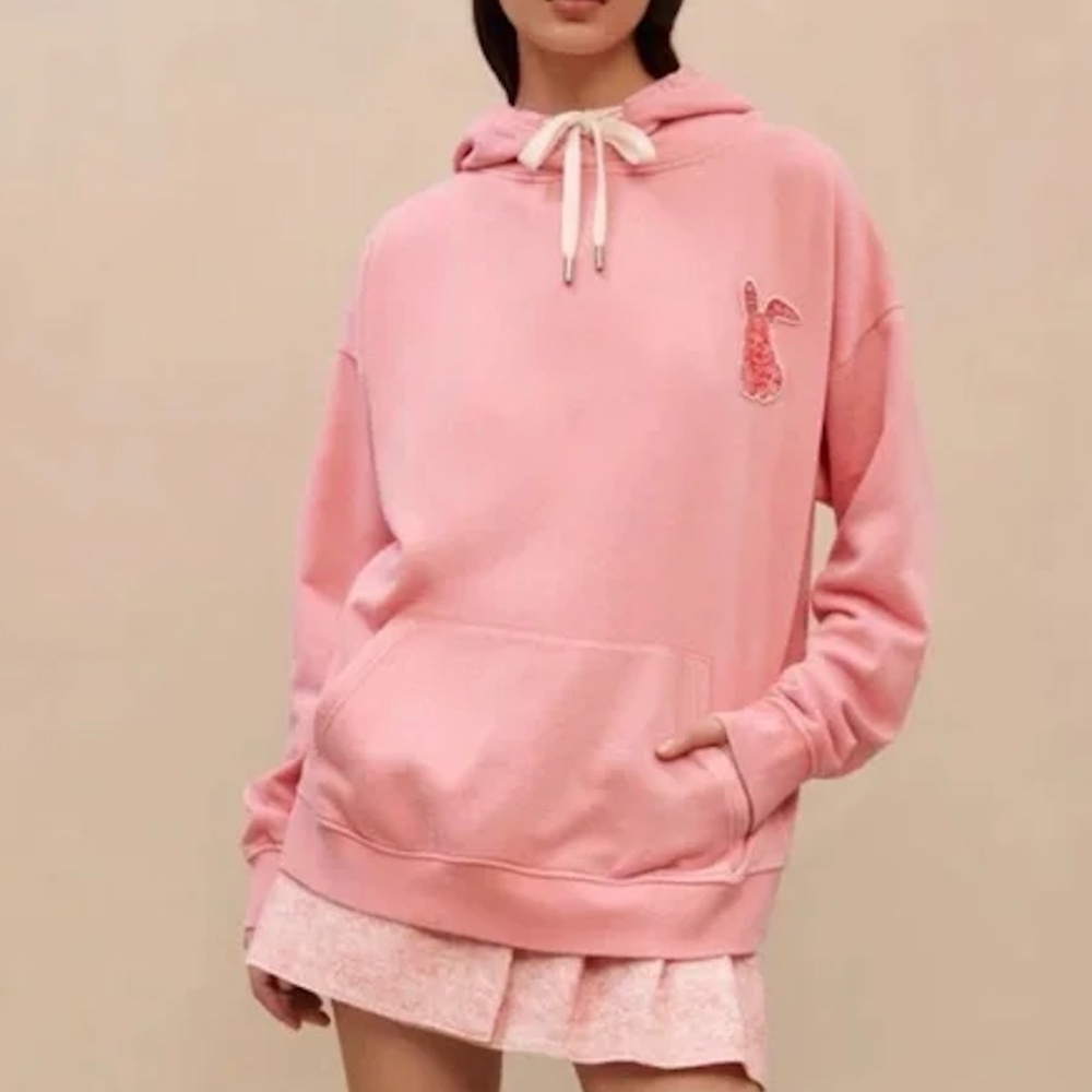 Maje Pink Hoodie with Bunny Accent • L/XL